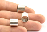 Antique Silver Tube Beads - 6 Antique Silver Plated Brass Tube Beads (12x12mm) Bs 1470 H0368