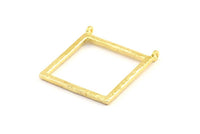 Reading Glasses Pendant, 2 Raw Brass Square For Glass With 2 Loops, Geometric Pendant, Findings (32x2.5x2.5mm) U040