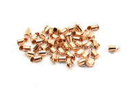 Rose Gold Slide On End, 25 Rose Gold Plated Brass Slide On End Clasps for Seed Beads, Findings, Bracelets (6x4mm) BS 2124 Q341