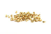 Gold Slide On End, 25 Gold Plated Brass Slide On End Clasps for Seed Beads, Findings, Bracelets (6x4mm) BS 2124 Q341