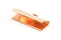 Choker Crimp Ends, 4 Rose Gold Plated Brass Large Ribbon Crimp Ends With Loop, Findings (25x10mm) A0041 Q0420