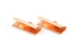 Choker Crimp Ends, 4 Rose Gold Plated Brass Large Ribbon Crimp Ends With Loop, Findings (25x10mm) A0041 Q0420