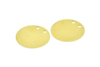 50 Raw Brass Circles With 2 Holes Stamping Pads, Cabochon Pads, Charms, Pendant, Findings (25 Mm) A0348