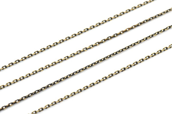 Black And Gold Chain, 20 Meters - 66 Feet (1.5x2.2mm) Brass Soldered Chain - Bg1.2 ( Z004 )