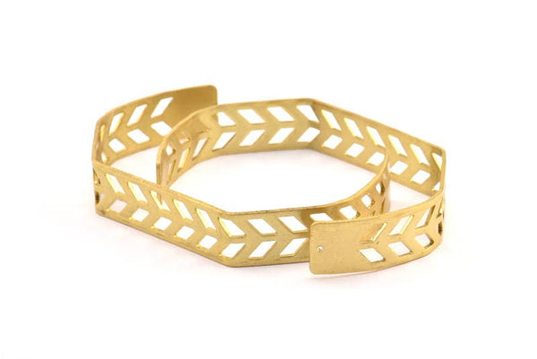 Brass Chevron Cuff - 1 Raw Brass Chevron Bracelet Blank Bangle With 2 Holes (12x145x0.8mm) T105-0