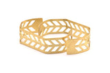 Leaf Textured Cuff - 1 Raw Brass Leaf Textured Cuff Bracelet Blank Bangle With 2 Holes (20x145x0.80mm) T108