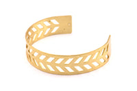 Brass Chevron Cuff - 1 Raw Brass Chevron Cuff Bracelet Blank Bangle With 2 Holes (15x145x0.80mm) T103