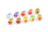 Glass Drop Bead, 4 Purple Color Glass Tear Drop Beads With 1 Hole (12x8x5.5mm) Y213(2)