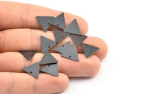 Black Triangle Charm, 25 Oxidized Brass Black Triangle Charms With 1 Hole (12x14mm) A0015 S648