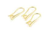 Gold Ear Hooks, 8 Gold Tone Earring Wires, Earring Hooks (24x9mm) X038