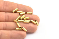 Brass Tube Beads, 100 Raw Brass Textured Tube Findings (10x3.8mm) D0017--n0688