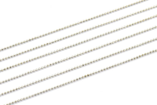 Silver Faceted Chain, 10 Meters - 33 Feet 1 Mm Silver Tone Brass Faceted Ball Chain - W69 Z030