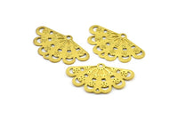 Brass Peacock Charm, 100 Raw Brass Charms with Multiple Loops (22mm)  Brs 464 A0204