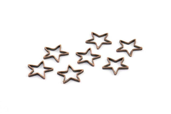 Blank Star Charm, 50 Bronze Plated Brass Star Connector (10x0.9mm) BS 1169