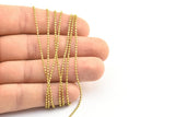 Tiny Ball Chain, 5 Meters - 16.5 Feet (1.3mm) Solid Brass Chain - Brs 9 Z076