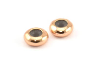 Rose Gold Bead, 6 Rose Gold Plated Bead Keeper, Silicone And Brass, Rondelle With 5mm Hole (9.5x4.3mm) BS 1741 Q0399