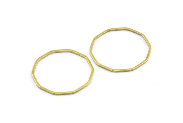 Brass Decagon Blank, 50 Raw Brass Decagon Charms, Pendants (20x0.9mm) BS 2077