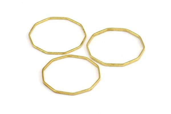 Brass Decagon Blank, 50 Raw Brass Decagon Charms, Pendants (25x0.70mm) BS 1775