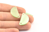 Green Half Moon, 2 Glass Green Semi Circle Blanks With 2 Holes (30x15x2mm) X059