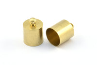 Brass Barrel End, 25 Raw Brass Barrel End With Loop - 10x14mm Leather Cord Ends Bs-1658