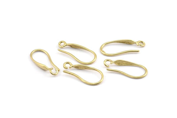 Brass Ear Hooks, 12 Raw Brass Earring Wires, Earring Hooks (19x8mm) E118