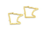 Brass Minnesota Charm, 24 Raw Brass Minnesota State Charms, Findings (18x17.5x1mm) E045