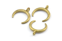 Brass Moon Charms, 2 Raw Brass Crescent Moon Charms With 1 Loop, Pendants, Earrings, Findings (18x17.5mm) E094