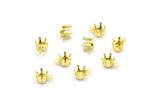 Brass Round Setting, 100 Raw Brass Round Settings With 6 Claw And 1 Loop And 1 Pad Setting (5x3.5x3.5mm) E139