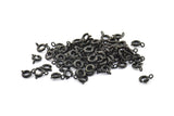 6mm Black Clasps, 20 Oxidized Brass Black Round Ring Clasps (6mm) BS 1706 A0426 S367