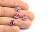 3 Silver Plated Purple Swarovski Rhinestone Prong Setting (10x7mm) Y269