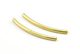 Brass Noodle Tubes, 24 Raw Brass Curved Tubes, Brass Tube Beads, Findings, Charms (3x45mm) Bs 1411