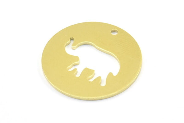 Brass Elephant Necklace, 10 Raw Brass Elephant Tags With 1 Hole, Findings, Charms (23x0.9mm) K635