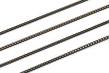 Black Chain, Brass Chain, 60 Meters - 198 Feet (2x2.5 Mm) Black Antique Brass Sparkle Bright Faceted Soldered Curb Chain - B03 Z061