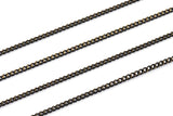 Black Antique Brass, 90 Meters - 330 Feet (2x2.5mm) Black Antique Brass Sparkle Bright Faceted Soldered Curb Chain - Z061