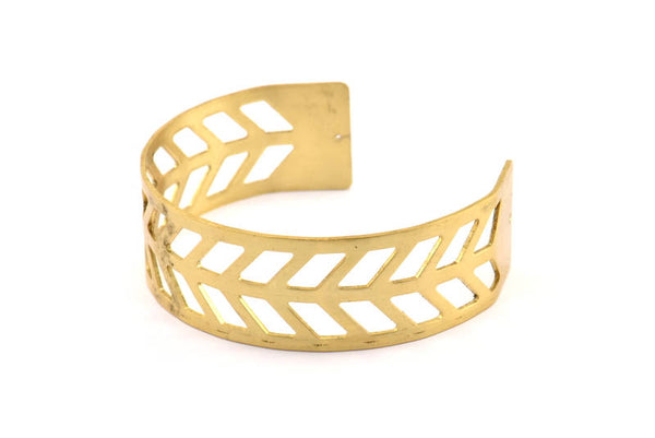 Brass Chevron Cuff - 1 Raw Brass Chevron Cuff Bracelet Blank Bangle With 2 Holes (20x145x0.80mm) T102-0