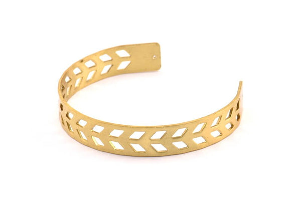 Brass Chevron Cuff - 1 Raw Brass Chevron Cuff Bracelet Blank Bangle With 2 Holes (10x145x0.80mm) T100-0