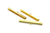 Long Ribbon Crimp, 20 Raw Brass Ribbon Crimp Ends With Loop, Findings (50mm) Brc 237  D0341