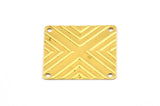 50 Raw Brass Square Textured Connectors With 4 Holes, Charms, Findings (20mm) Brs 673 A0063