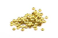 Flower Spacing Bead, 100 Raw Brass Flower Bead Caps (5mm) Brs 307 A0139