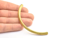 Oval Choker Tube - 12 Raw Brass Square Oval Curved Tubes (95x5x5mm) Sq20 Brc275