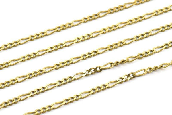 Soldered Figaro Chain, 3 Meters Faceted Raw Brass Soldered Figaro Chain (3mm) Fg3