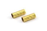 Brass Tube Beads, 100 Raw Brass Textured Tube Findings (10x3.8mm) D0017--n0688