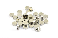 Silver Spacer Beads, 25 Silver Tone Spacer Connectors, Round Beads (8x3mm) D0128