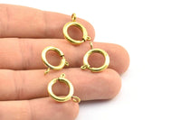 14mm Ring Clasps - 10 Raw Brass Round Ring Clasps (14mm) 1710 A0430 BS 2366