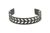 Chevron Cuff Blank - 1 Oxidized Brass Black Chevron Cuff Bracelet Blanks Bangle With 2 Holes (12x145x0.80mm) T101-0