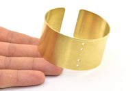 Raw Brass Cuff - 2 Raw Brass Cuff With 4 Holes (35x190x1mm) T112 BRC138