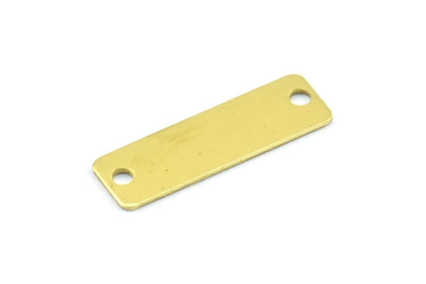 50 Raw Brass Rectangle Connector 2 Holes (19x6mm) Brs 612 A0307