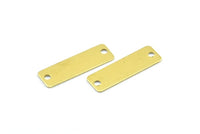 50 Raw Brass Rectangle Connector 2 Holes (19x6mm) Brs 612 A0307