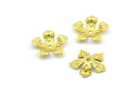 Flower Bead Caps, 100 Raw Brass Flower Bead Caps, Findings, Charms (13mm) Brs 637 A0486