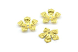 Flower Bead Caps, 100 Raw Brass Flower Bead Caps, Findings, Charms (13mm) Brs 637 A0486